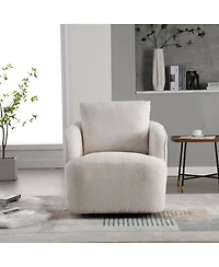 Streamdale Furniture Boucle Upholstered 360degree(s) Swivel Barrel Accent Chair
