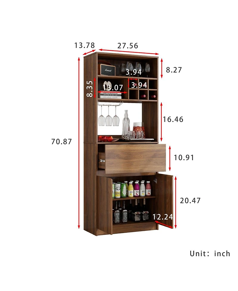 Streamdale Furniture Kitchen Wine Cabinet, Multi-functional Storage Cabinet