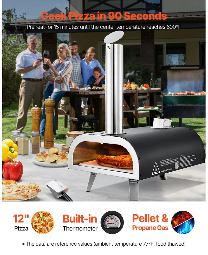 Cozito Dual Fuel Outdoor Pizza Oven, 12 inches Wood Fire and Propane Pizza Maker