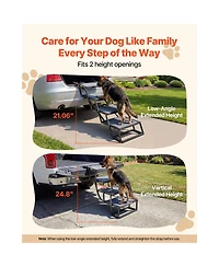 Cozito Dog Stairs for Car 4-Step Extra Wide Foldable Ramp for Large Dogs