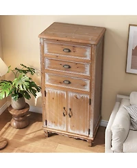 Streamdale Furniture Rustic Wooden Storage Cabinet with Cutout Door and 3 Drawers