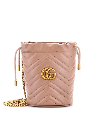 Pre-Owned Gucci Mini Gg Marmont Bucket Bag Matelasse Leather