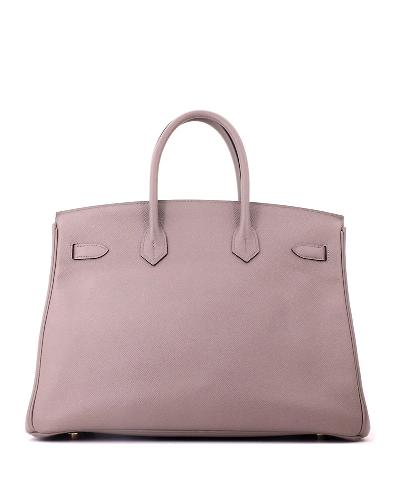 Pre-Owned HERMES Birkin 35 Handbag Grey Epsom with Gold Hardware