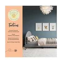 Buzz & Bloom Platform Bed Frame with Curved Headboard and Wood Slat Foundation