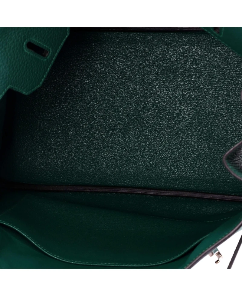Pre-Owned HERMES Birkin 30 Handbag Green Clemence with Palladium Hardware