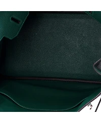 Pre-Owned HERMES Birkin 30 Handbag Green Clemence with Palladium Hardware