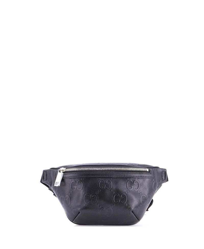 Pre-Owned Gucci Small Belt Bag Gg Embossed Perforated Leather