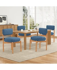Clihome Modern Wooden Blended Linen Kaki Dining Chair Set of 2