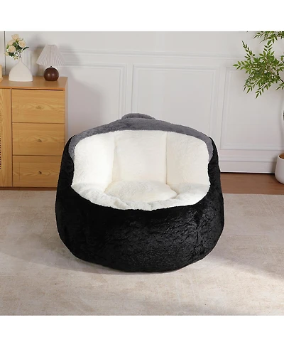 Streamdale Furniture Oversized Multicolor Faux Fur Bean Bag Chair with Shredded Sponge Filling