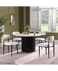 Streamdale Furniture 46 Inch Round Faux Marble Dining Table Set for 4 with Base