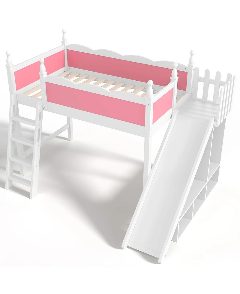 Streamdale Furniture Bed with Storage, Wardrobe, and Slide, Solid Wood