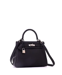 Pre-Owned HERMES Kelly 25 Handbag Black Togo with Palladium Hardware