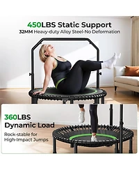 Bcan Mini Rebounder Trampoline with Handle, 450/550 Lbs Capacity, Bungee Fitness, Adjustable and Quiet, 40/48 Inch