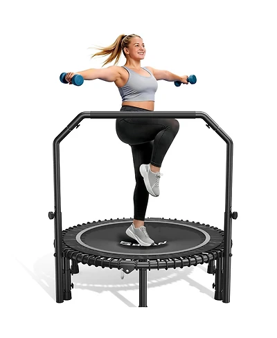 Bcan Mini Rebounder Trampoline with Handle, 450/550 Lbs Capacity, Bungee Fitness, Adjustable and Quiet, 40/48 Inch