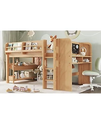 Streamdale Furniture Solid Wood Low Loft Bed with Desk, Storage, and Blackboard
