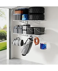 Fleximounts 2-Pack 2x4ft Garage Shelving with Hooks, 24-inch-by-48-inch Wall Shel