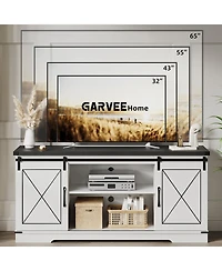 gaomon Tv Stand for 65 Inches with Sliding Barn Doors Adjustable Shelf Storage Cabinet Entertainment Center