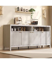 gaomon Sideboard Buffet Cabinet with Storage,65" Fluted Cabinet with 4 Doors, Long Buffet Cabinet, Sideboard Storage Cabinet for Kitchen,Living Room