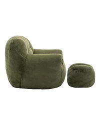 Streamdale Furniture Comfy Faux Fur Bean Bag Chair with Footstool