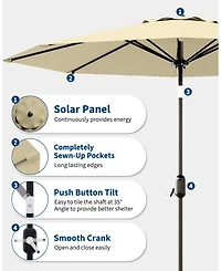 gaomon 10feet Outdoor Patio Umbrella, Table Umbrella with Solar Lights for Yard