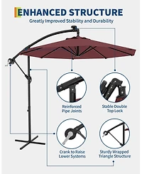 gaomon 10feet Outdoor 360degree(s) Rotation Offset Patio Umbrella with Base, Sun Protection for Deck, Poolside, Backyard