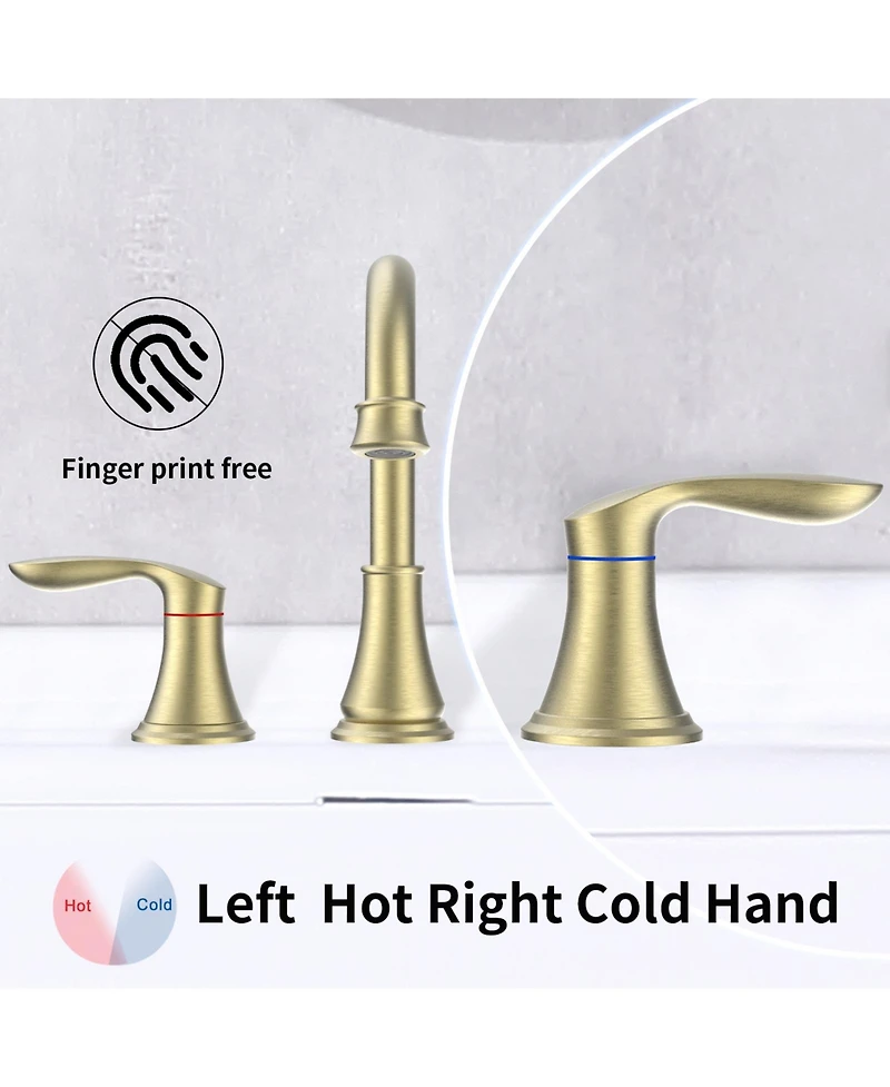 Phying 2-Handle 8 inch Widespread Bathroom Sink Faucet Brushed Lavatory Faucet 3 Hole 360degree(s) Swivel Spout Vanity Sink Basin Faucets
