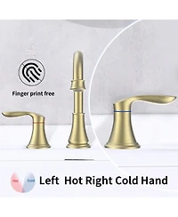 Phying 2-Handle 8 inch Widespread Bathroom Sink Faucet Brushed Lavatory Faucet 3 Hole 360degree(s) Swivel Spout Vanity Sink Basin Faucets