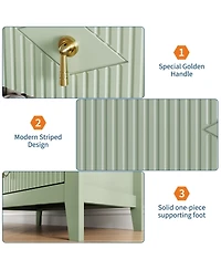 homfan Fluted 3-Drawer Nightstand Dresser with Metal Handles, 27.5" Wide Storage End Table for Bedroom, Living Room, Hallway