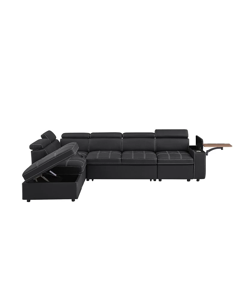 Streamdale Furniture Fabric Sectional Sofa with Storage Ottoman