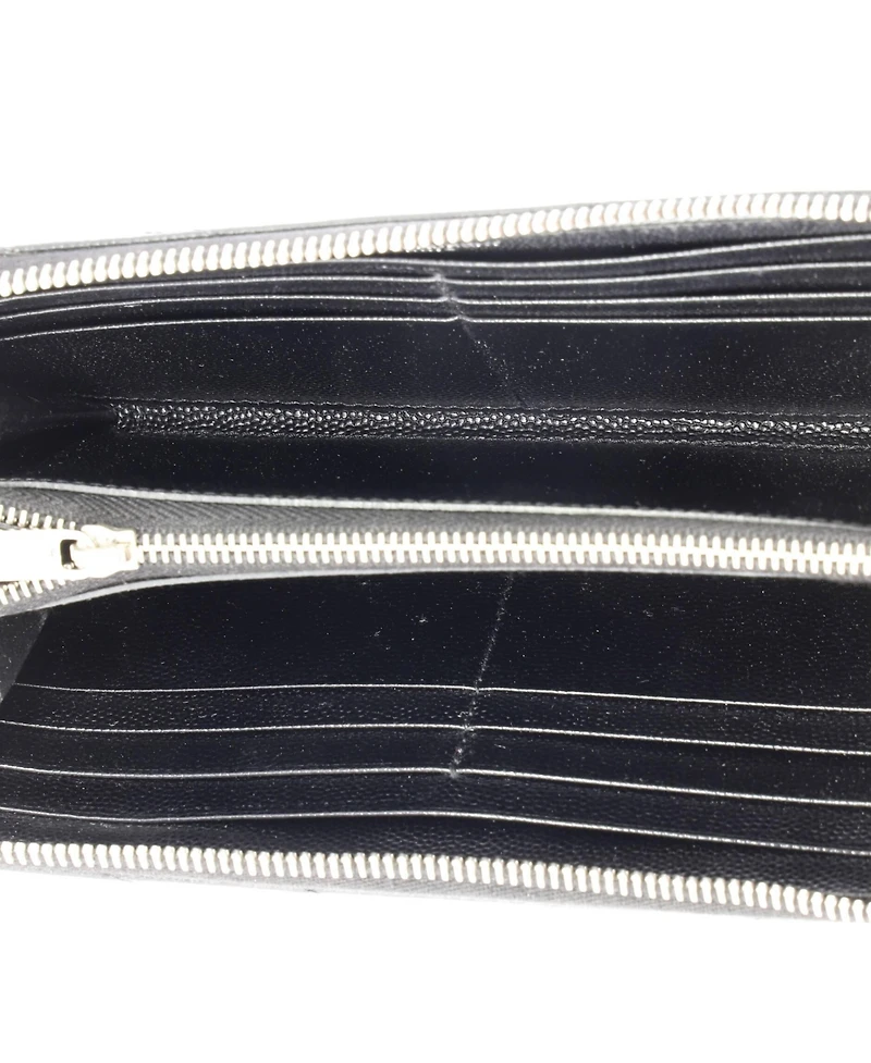 Pre-Owned Saint Laurent Classic Monogram Zip Around Wallet Matelasse Chevron Leather