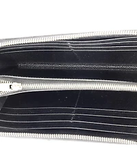 Pre-Owned Saint Laurent Classic Monogram Zip Around Wallet Matelasse Chevron Leather