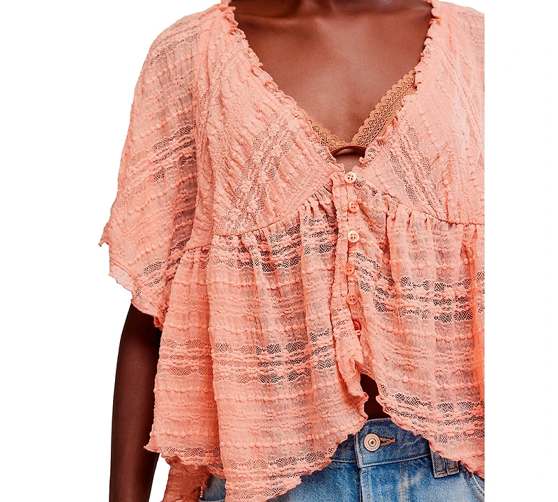 Free People Women's Your Dreams Plunge V-Neck Lace Top