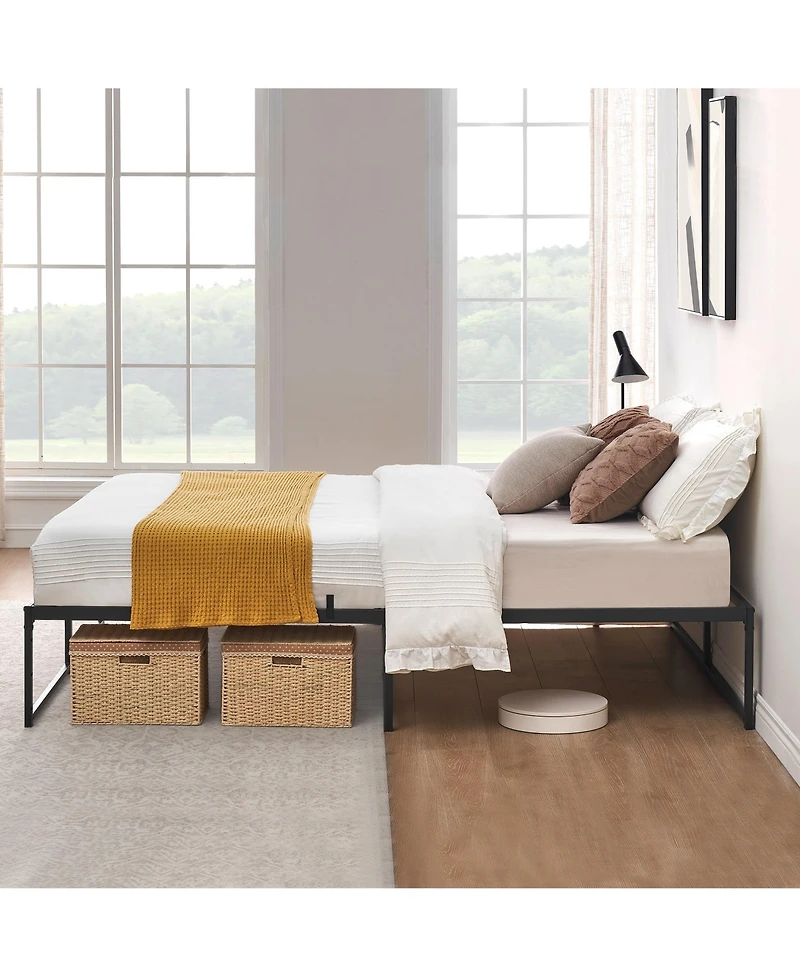 homfan Heavy Duty Noise-Free Metal Platform Bed Frame, Queen Size, Steel Slats, 13" Underbed Storage, 800 lbs Capacity