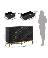 homfan 7 Drawer Dresser for Bedroom, 47in Simply Modern Chest of Drawers for Closet with Wide Top, Entertainment Center, Media Console Table