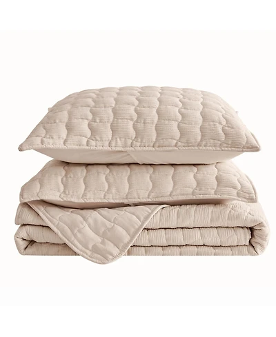 Linery & Co. Gauze-Like Wave Stitched Quilt Set With Shams
