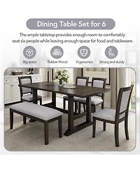 Streamdale Furniture 6-Piece Extendable Dining Table Set with Bench and Chairs