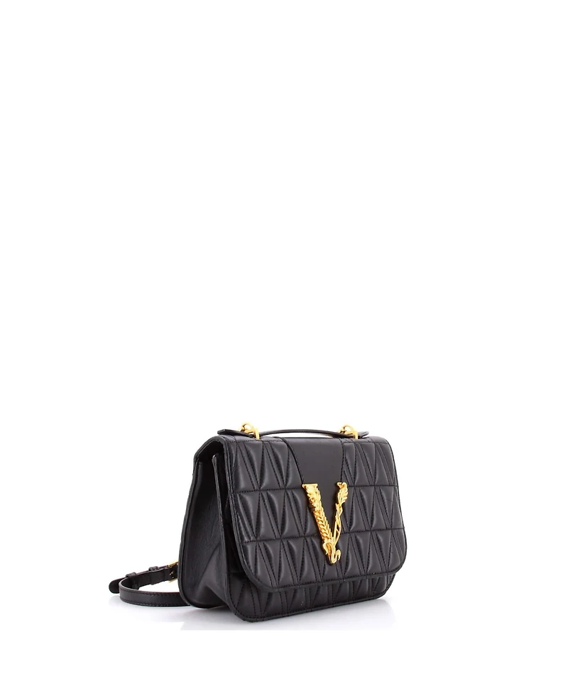 Pre-Owned Versace Small Virtus Flap Shoulder Bag Quilted Leather