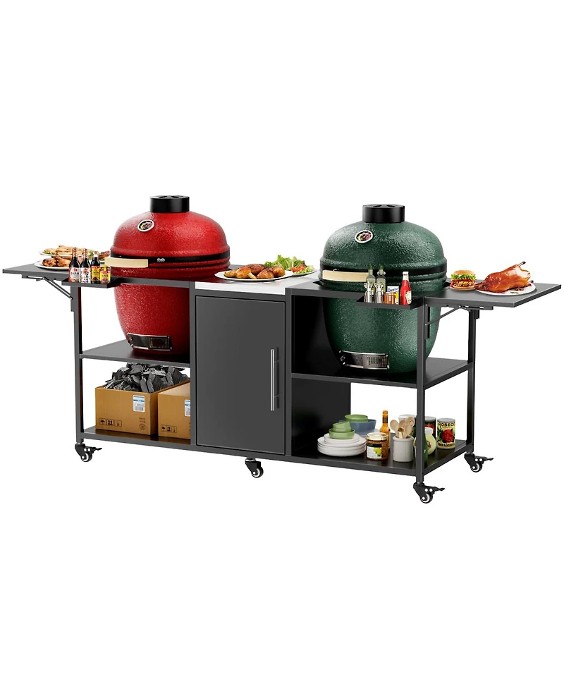 Streamdale Furniture Outdoor Grill Cart for Two Large Big Egg or Kamado Joe Grills