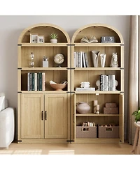 gaomon Bookcase with Doors Arched Bookshelf 71.65 Inch Tall Bookcase Farmhouse Cabinet with Shelves
