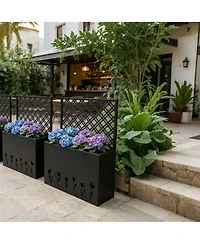 Streamdale Furniture Tall Metal Raised Garden Bed with Trellis, 35.5"L x 11.9"W x 47.3"H