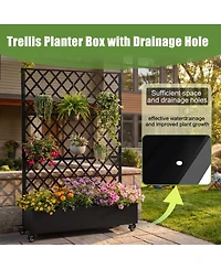 Streamdale Furniture Metal Raised Garden Bed with Wheels, Trellis, and Privacy Screen, 73"x47"x16
