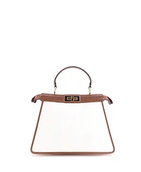 Pre-Owned Fendi Medium Peekaboo ISeeU Bag Pequin Canvas with Whipstitch Leather
