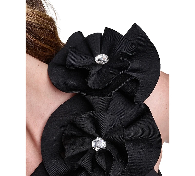 Eliza J Women's One-Shoulder Floral Applique Ball Gown