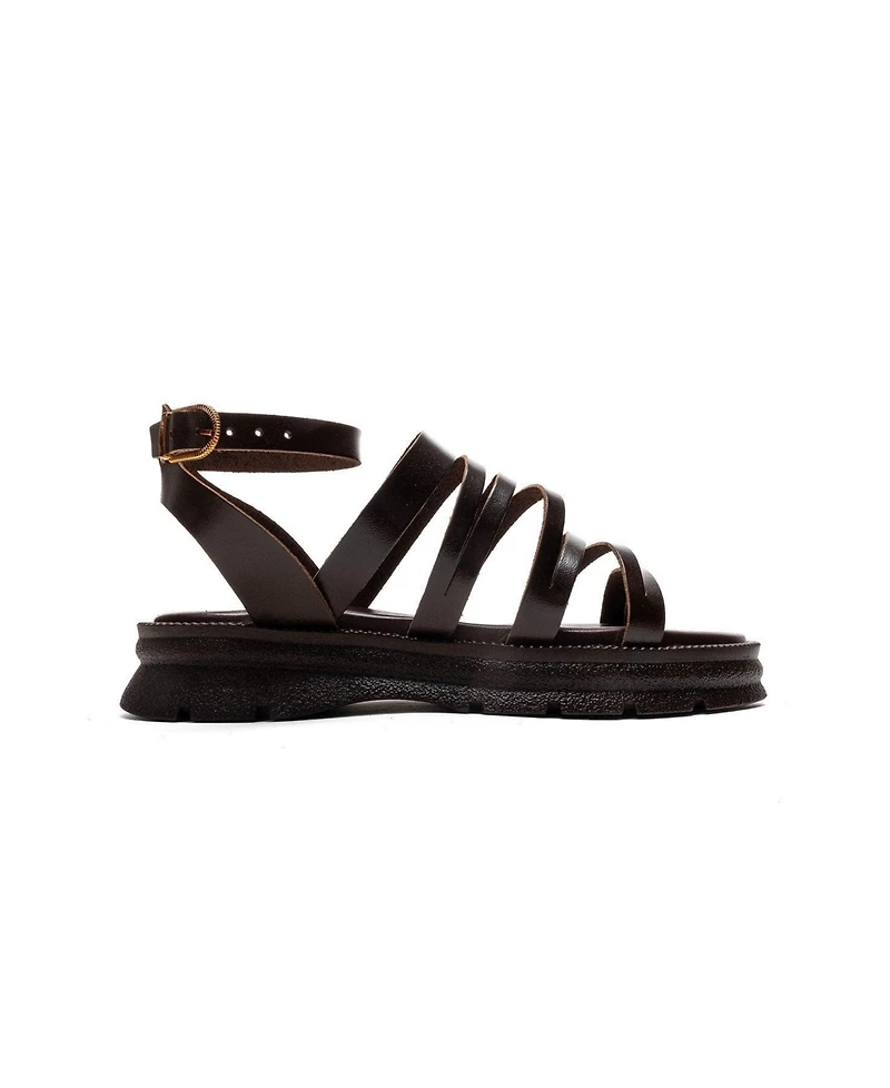 Forever & Always Shoes Women's Pelsa Leather Multi Strap Sandal