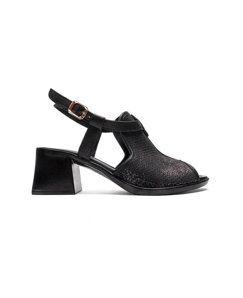 Forever & Always Shoes Women's Janelle Leather Block Heel Sandal
