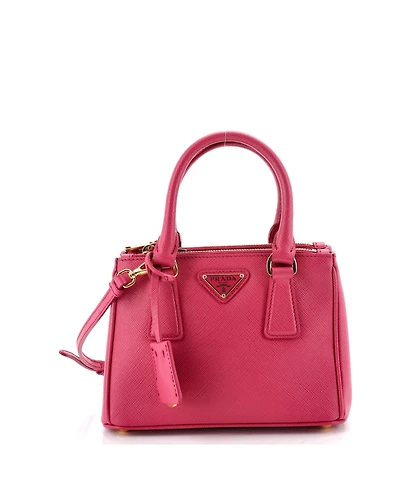 Pre-Owned Prada Mini Galleria Double Zip Tote Saffiano Leather