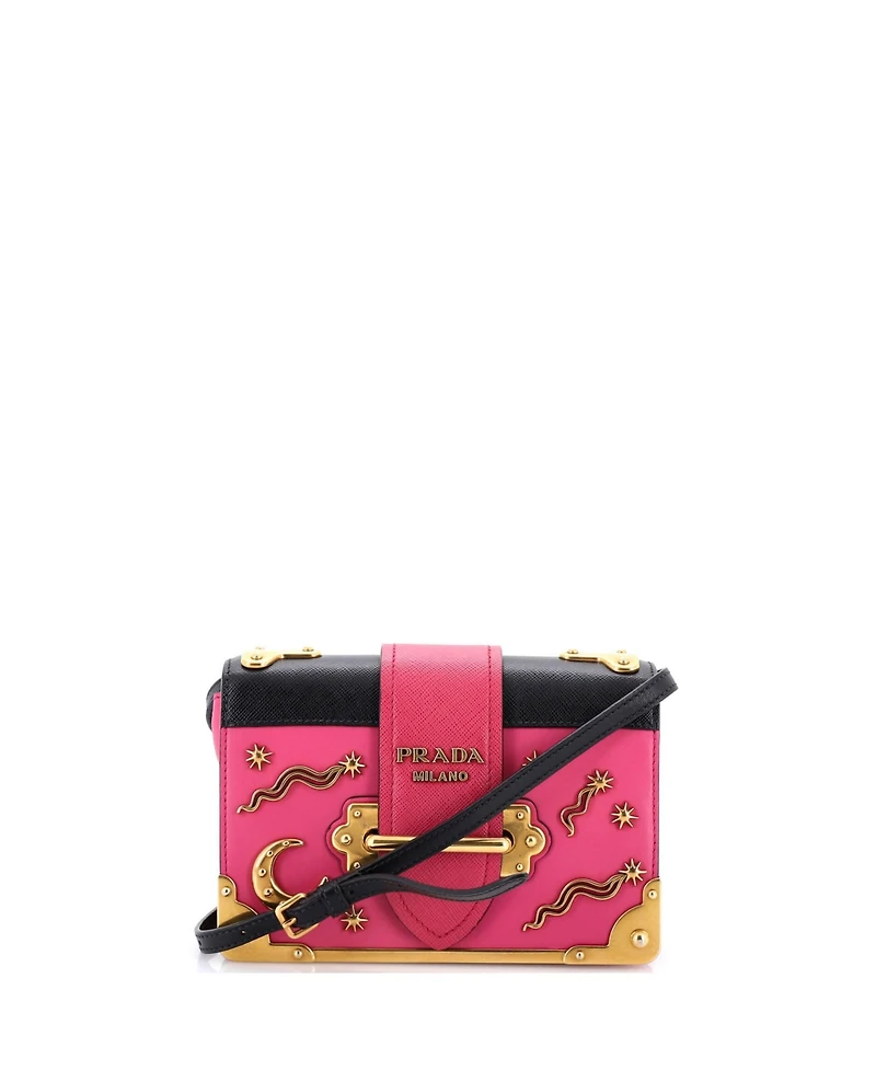 Pre-Owned Prada Small Cahier Crossbody Bag Embellished Leather