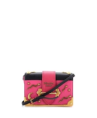 Pre-Owned Prada Small Cahier Crossbody Bag Embellished Leather