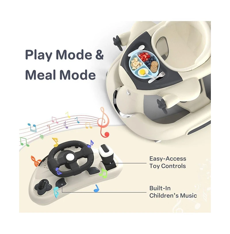 Kinder King Convertible Baby Activity Walker with Adjustable Height, Foldable Design and Interactive Play Features