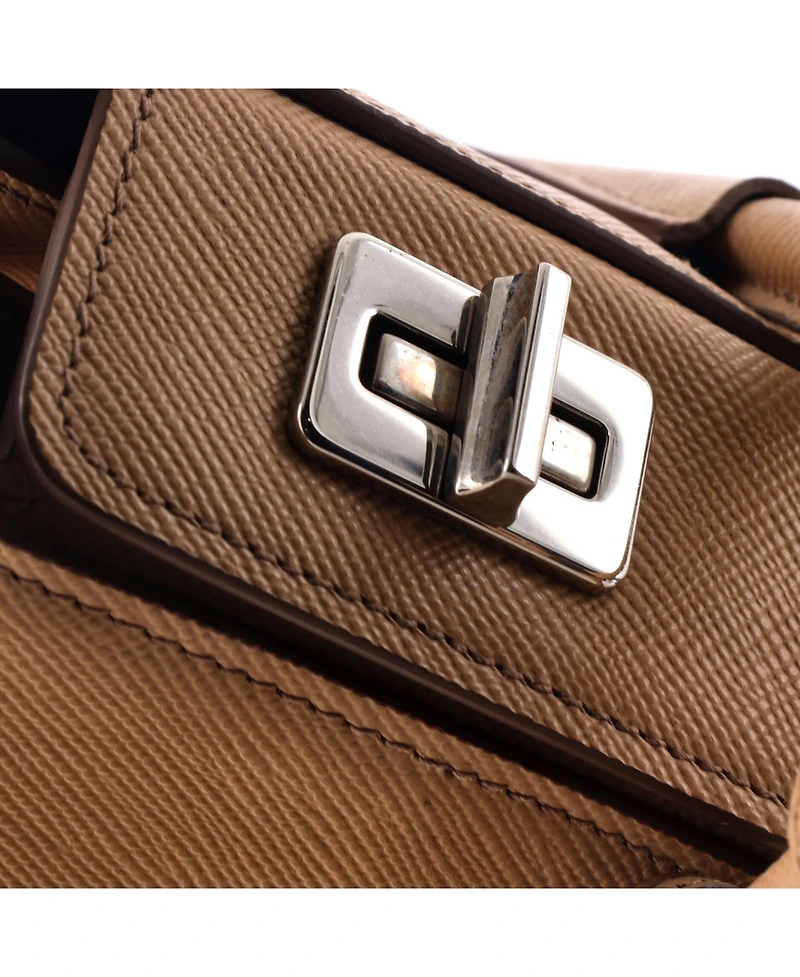 Pre-Owned Prada Medium Turnlock Cuir Twin Tote Saffiano Leather